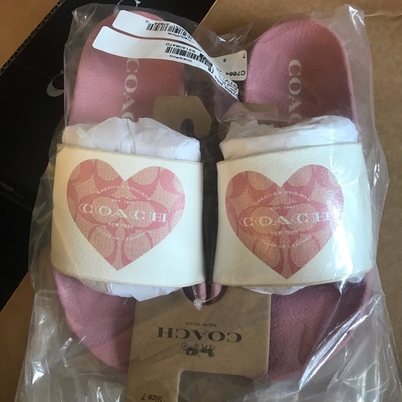 Coach Uli Sport Slide With Heart Pink Chalk 9 - Picture 4 of 8